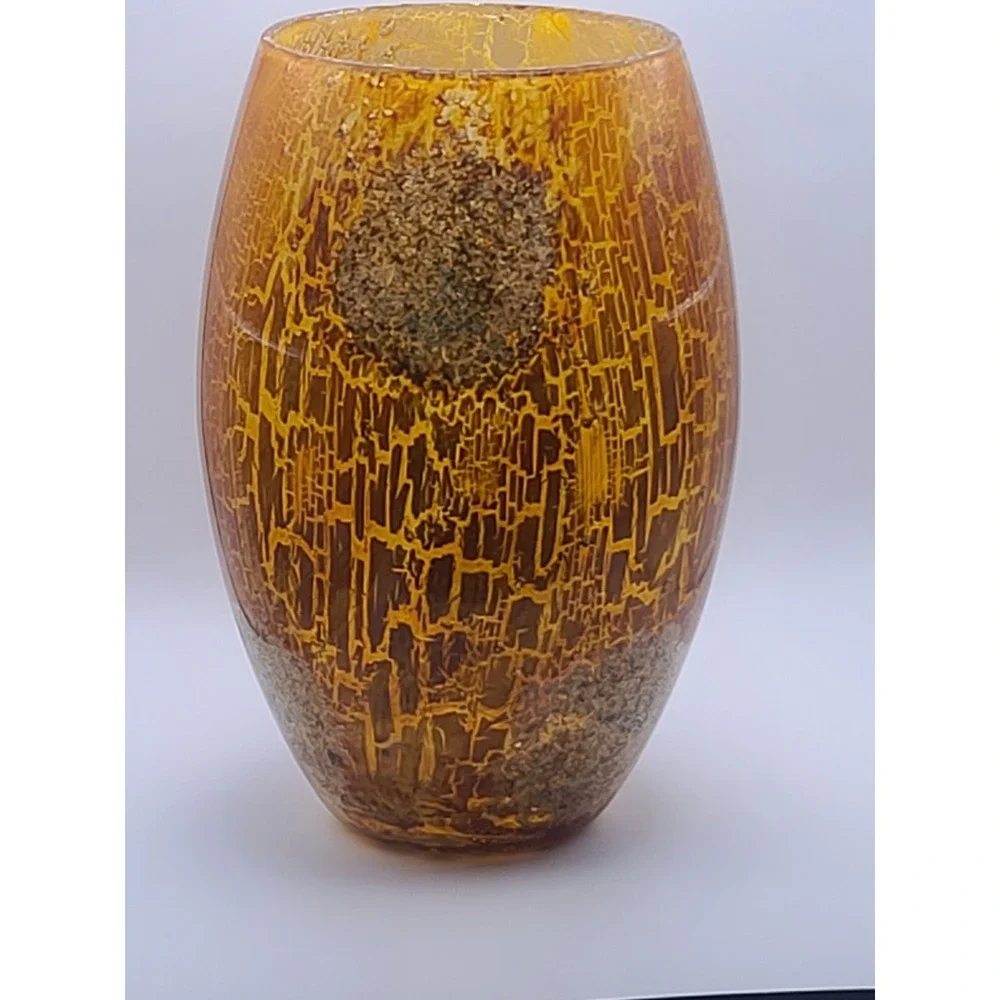 Lot Of 3 Venetian Art Glass Lamp Shade Amber Tortoise Crackle Pendant Light 7